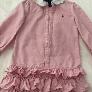 Sold! Polo by Ralph Lauren Pink ruffle dress with White Collar